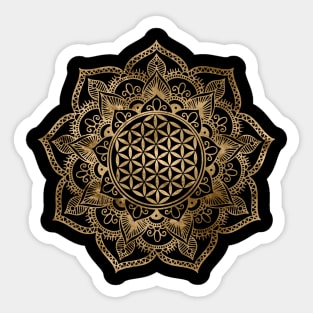 Golden Flower of Life in Lotus Sticker